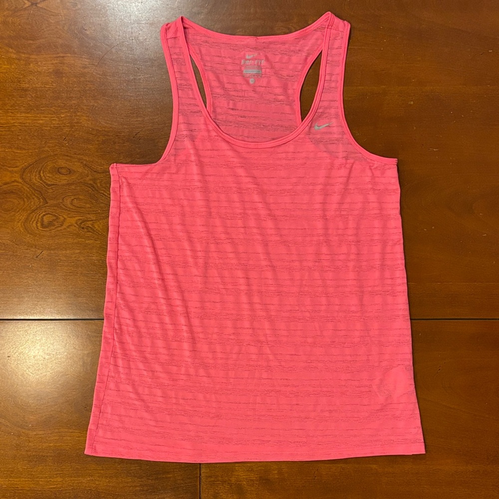 Nike Women's‎ Bright Pink Dri-Fit Striped Tank Top - LikeNew